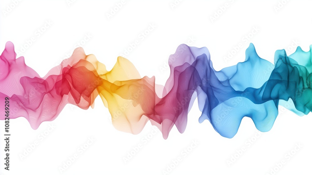 Poster quantum computing of cryptography concept. a vibrant wave of colorful smoke-like textures blends sha