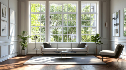 Minimalist Upper West Side pre-war apartment with restored moldings, classic Manhattan residence