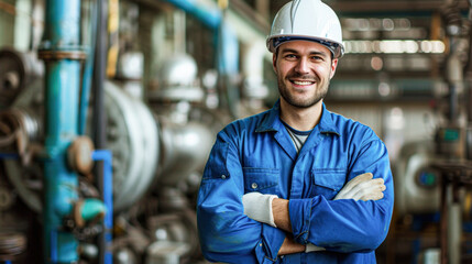 Industrial Worker Smiling Factory Portrait Indoor Close-Up Team Spirit