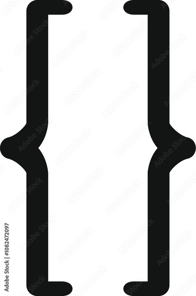 Poster simple black curly brackets represent coding, programming, and software development