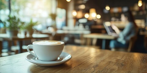 Trendy Cafe Interior with Freelance Web Designer Meeting a Client