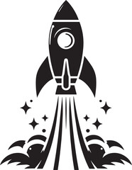 Rocket launching silhouette vector illustration isolated on a white background