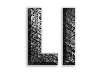 L, Alphabet shape with charcoal motif design