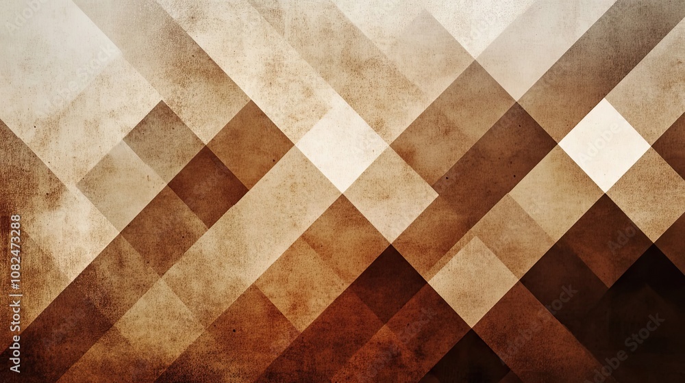 Poster abstract diagonal pattern with brown and white shades on textured background