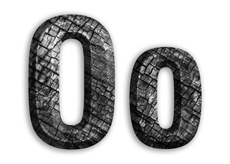 O, Alphabet shape with charcoal motif design