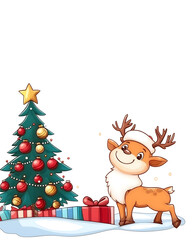 Charming Christmas or New Year and winter scene with festive decorations.
