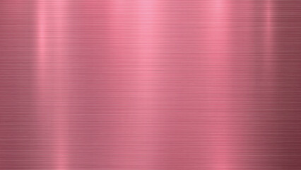 Rose gold brush metal texture with lines and subtle highlights for luxurious and elegant banner, wallpaper, card. Vector illustration.