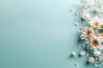 Stunning Vibrant Thai Flower Arrangement Featuring Traditional Elements with Lotus Blooms and Delicate Accents on a Soft Background for Artistic Design