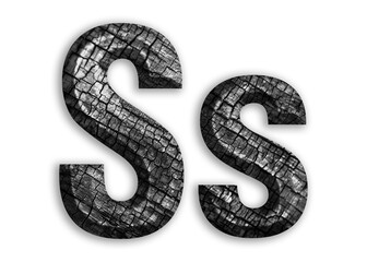S, Alphabet shape with charcoal motif design