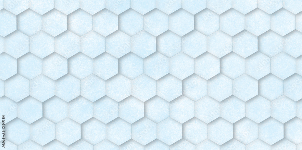Poster abstract background hexagon pattern with grunge wall effect light blue texture. futuristic geometry 