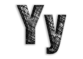 Y, Alphabet shape with charcoal motif design