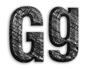 G, Alphabet shape with charcoal motif design