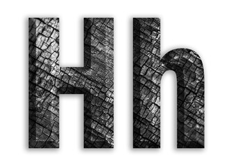 H, Alphabet shape with charcoal motif design