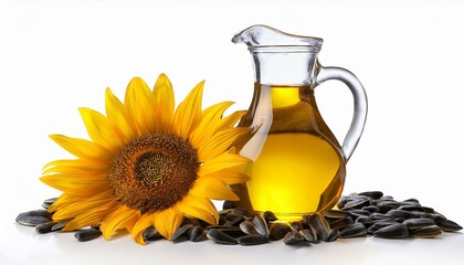 jug with sunflower oil isolated on white