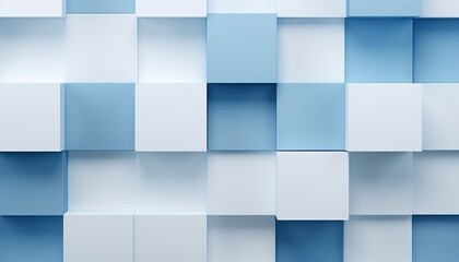 Modern Abstract Background: Blue and White Cubes in Geometric Pattern