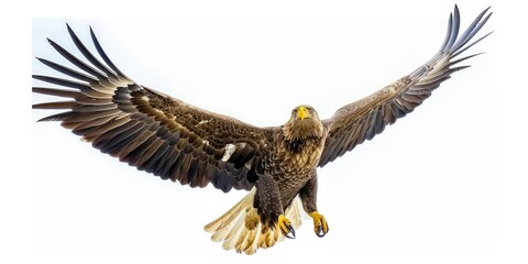 Obraz premium Drawing of an eagle soaring in the sky, isolated on a white background