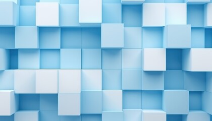 Modern Abstract Background: Blue and White Cubes in Geometric Pattern