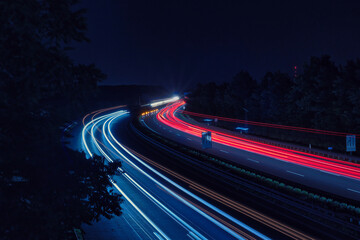 Langzeitbelichtung - Autobahn - Strasse - Traffic - Travel - Sunrise - Line - Ecology - Highway - Night Traffic - Long Exposure - Cars Speeding - Lights - Sunset - Light Trails - High quality photo	