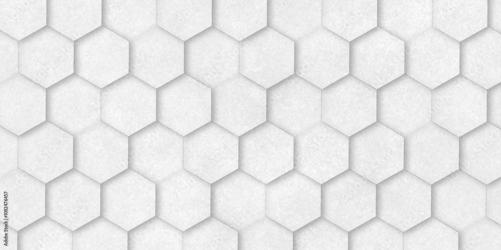 Poster abstract background hexagon pattern with grunge wall effect white, gray texture. futuristic geometry