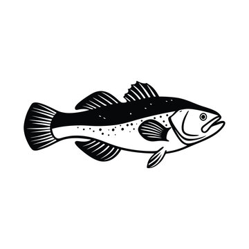 black and white fish drawing clip art preview