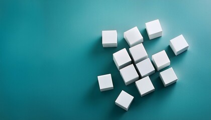 white cubes on solid background.