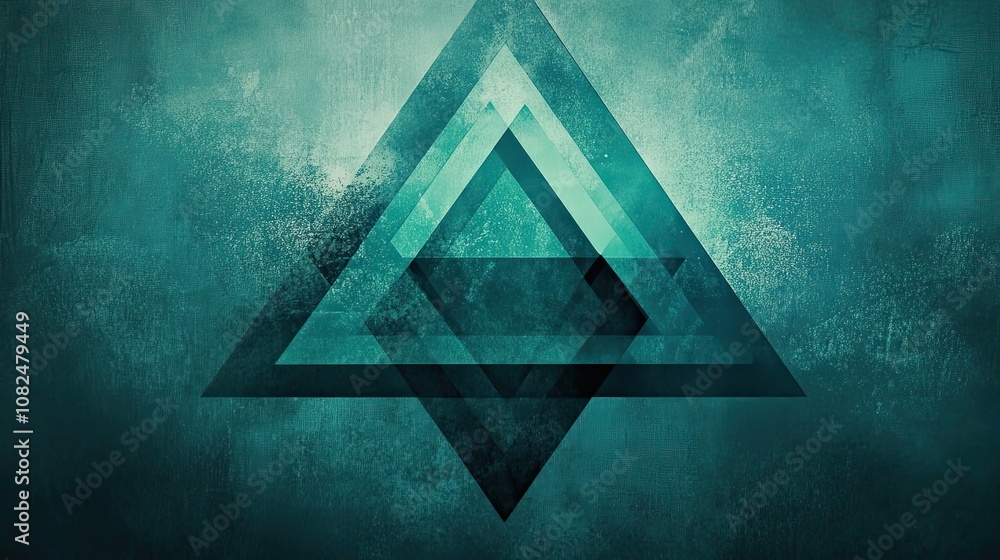 Poster abstract geometric teal triangle pattern on a textured background
