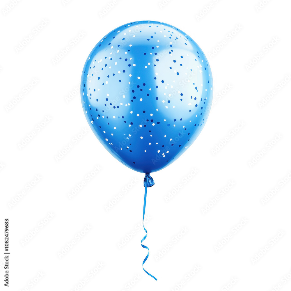 Poster 3d icon blue balloon with star patterns floating on transparent background