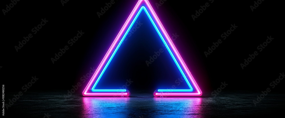 Poster this triangular light tunnel background is perfect for a disco party. abstract cyber glow design wit
