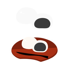 黒ごまあんの白いまんじゅうの手描きカラーイラストセット