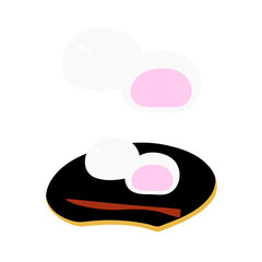 桜あんの白いまんじゅうの手描きカラーイラストセット