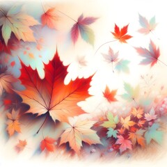 단풍잎, 파스텔화 (maple leaf, pastel painting)