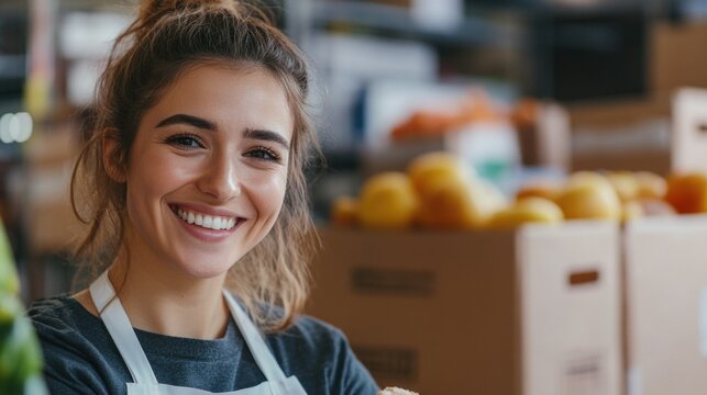 Joyful Grocery Store Worker