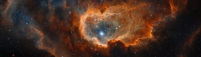 Obraz premium A stunning cosmic nebula showcasing vibrant colors and stellar formations in deep space.