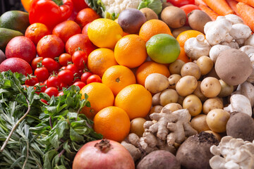 A lot of different fruits and vegetables, detox concept