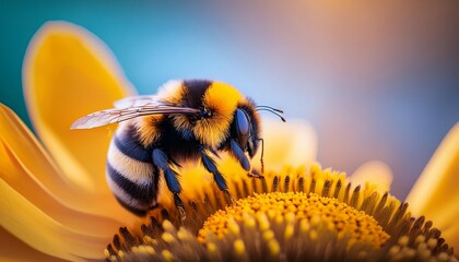 bumblebee bee insect nature animal background yellow flower bombus macro wildlife bumble honey summer generative by ai