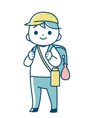 ランドセルを背負って登校する男の子