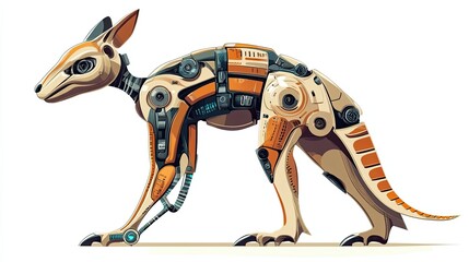 Mechanical Kangaroo with Orange and White Accents
