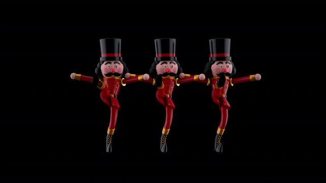 Christmas Nutcrackers Dance 8, Animation.Full HD 1920&times;1080. Alpha Transparent.
