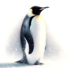 Fototapeta premium 황제펭귄, 파스텔화 (Emperor Penguin, pastel painting)