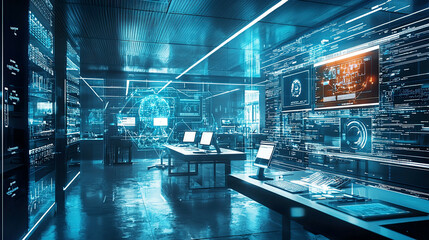 A high-tech lab where engineers develop ambient computing technologies for personal assistants