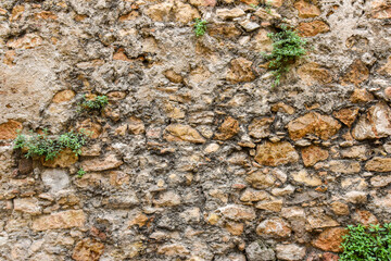 detail of an old stone wall in Tarragona