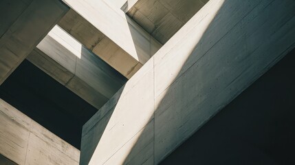 Fototapeta premium Abstract geometric pattern of concrete beams and shadows.