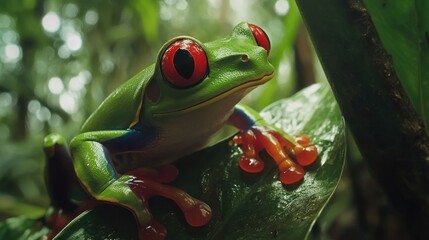 Red-Eyed Tree Frog in the Rainforest