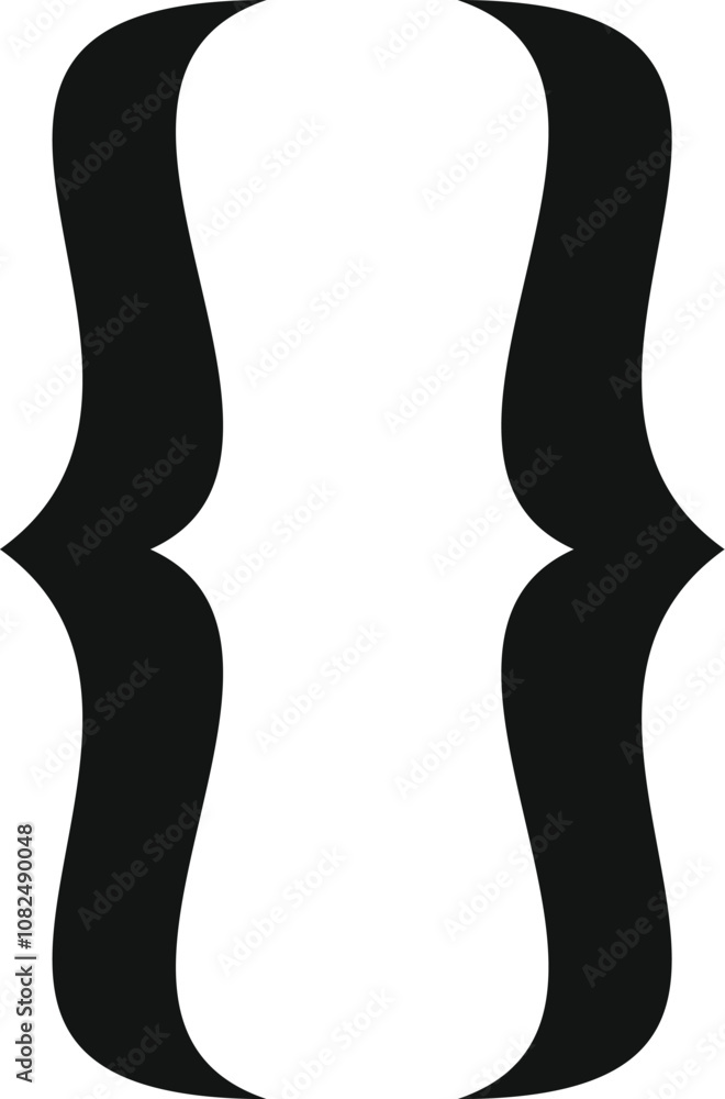 Poster black curly braces enclose programming code snippet, isolated on white background