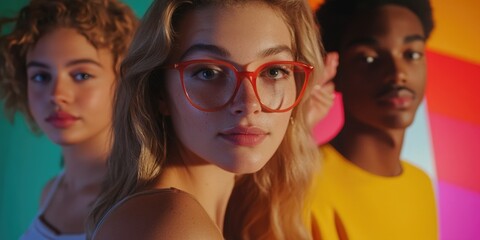 Colorful Portrait of Three People in a Studio