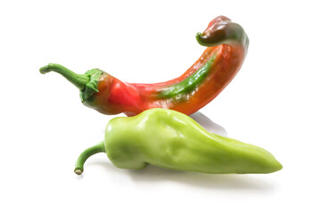 pair of Italian sweet bell pepper, red and green, Capsicum annuum