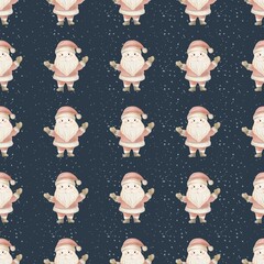 Colorful Santa Claus pattern on a dark background, perfect for festive holiday decor designs