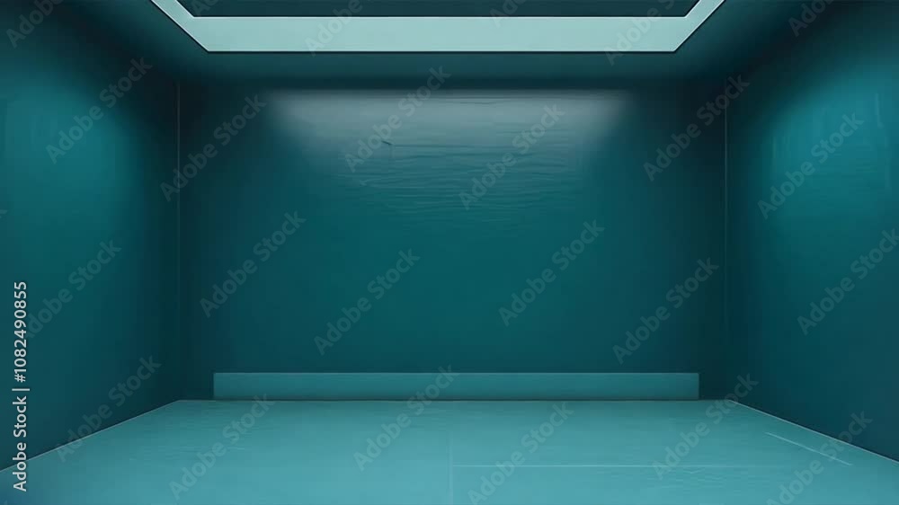 Poster minimalist teal room with smooth walls and floor creating serene atmosphere for modern design concep