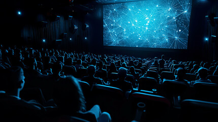 A scene depicting ambient computing technologies optimizing the user experience in smart theaters