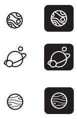 Abstract Planetary Icon Set with Minimalist and Wave Patterns